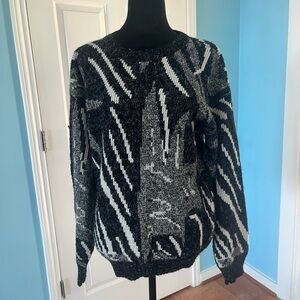 Vintage New Era Monochrome Abstract Mens Sweater Sz M